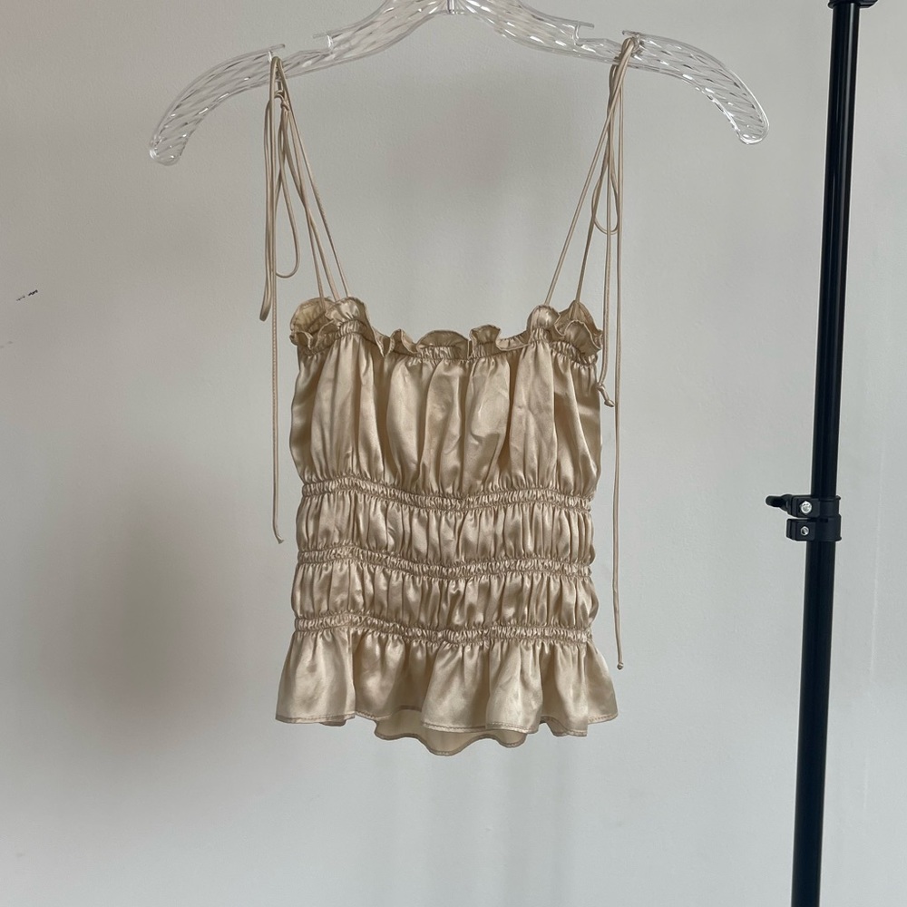 Reformation gold Viviana silk top, size S - Picture 2 of 3